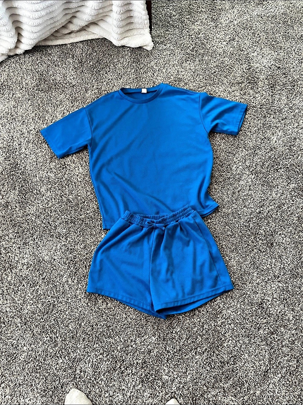 SHEIN Girls Blue Athletic Top & Shorts Matching Set Size 13Y Like New